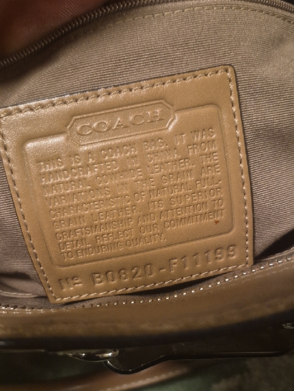 Coach Beige/Tan Leather Satchel with Silver-Tone Hardware - Picture 10 of 10